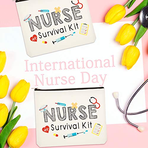 Frienda 8 Pcs Nurse Survival Kit Makeup Bags Cosmetic Bag Nurse Practitioner Gifts Toiletry Bag Funny Travel Bag Nurses School Supplies Nursing Student Gifts (White, Nurse Survival Kit) #TOP2