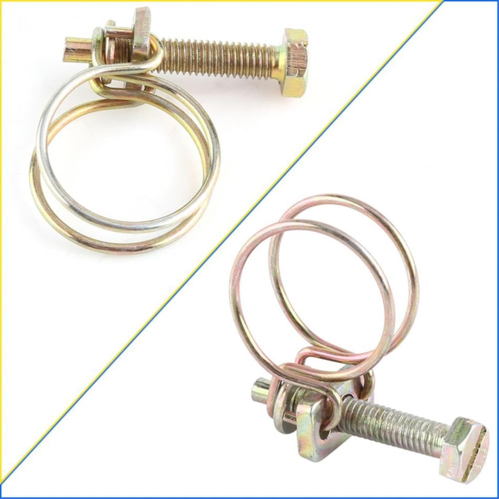 Hose Clamps 10pcs Adjustable Hose Clips Clamp Double Wire Water Barb Pipe Clip Hoop Plumbing Fastener,100mm(64mm)