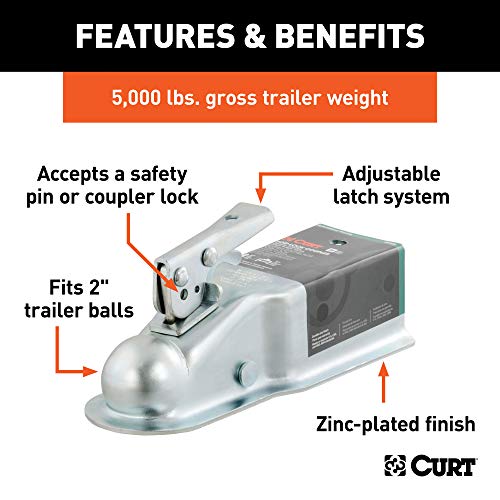 Curt 25100 Straight Tongue Trailer Coupler For 3-Inch Channel, 2-In Hitch Ball thumb #2