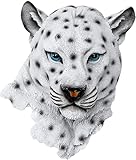 Leopard Head Statue Wall-Mounted Animal Head Sculpture Wall Hanging Sculpture for Home Living Room Wall Bedroom Decoration - White