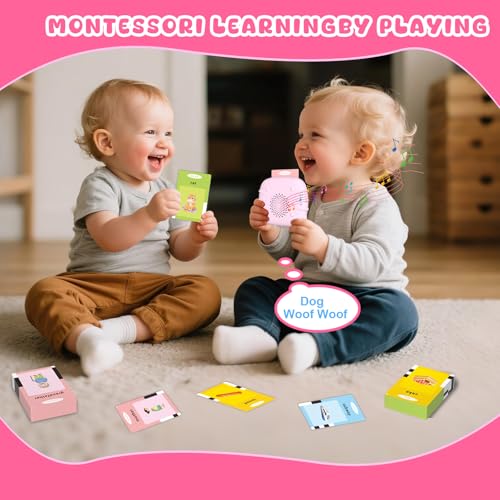 Toddler Talking Flash Cards for 1 2 3 4 5 Year Old Boys and Girls - Language Sensory Learning Device with 224 Sight Words - Montessori,Pocket Speech Therapy,Autism Toys,Christmas Birthday Gift - Pink — view 3