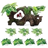 Xereooe 8 Pcs Driftwood Cave Aquarium Decor Decor Silk Aquarium Plants Leaves are Soft and Safe for Aquarium...