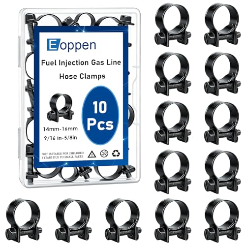 Image of 14-16mm Fuel Injection Hose Clamps, 9 /16 Inch-5 /8 Inch Black Fuel Injection Gas Line Hose Clamps for Diesel Petrol Pipe