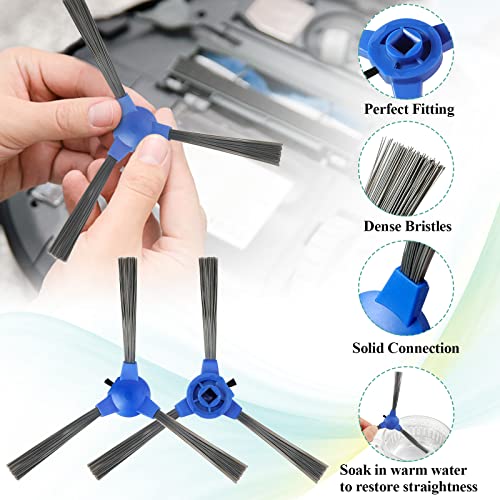 Side Brushes and Filters Replacement for Eufy filters 11S|11S Plus|12|15C|15T|25C|30|30C|35C Slim Robotic Vacuum Cleaner by Techecook - eufy vacuum replacement parts - 6 Brushes and 6 Filter Foam Kit