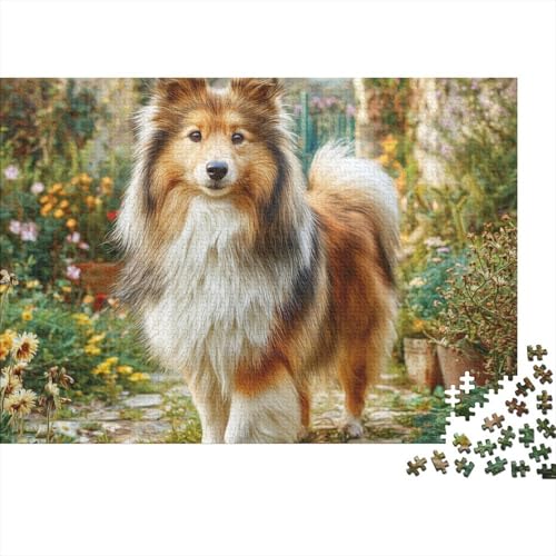Rompecabezas de perro Collie 1000 piezas con diseño imposible de 70x50cm para juego en familia
