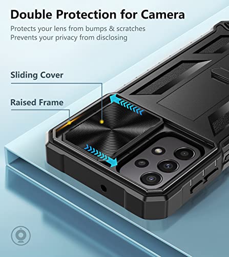 Fntcase For Samsung Galaxy A23 Case: Military Drop Protection Rugged Protective Sturdy Mobile Phone Cover With Kickstand | Shockproof Tpu Textured Hybrid Tough Bumper Cases For A23 5G/4G Lte - Black #TOP1