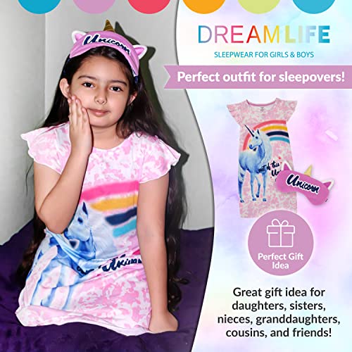 Us Angels Dreamlife Girls Nightgowns Sets – Soft Nightgowns For Girls With Kids Sleep Mask, Pink Tie Dye Love, 14/16 #TOP6