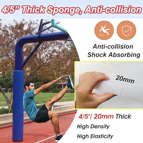 6 Ft Tall Wrap Around Basement Column Pad - Foam Post Padding for Outdoor Gym, Playground, Basketball Hoop & Awning Poles - All Weather Protective Pads for Kids & Players