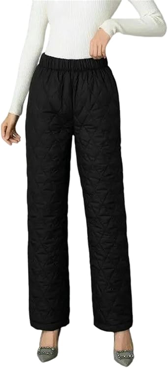 Hcclijo Womens Winter Warm Down Cotton Padded Quilted Pants Elastic Waist Trousers