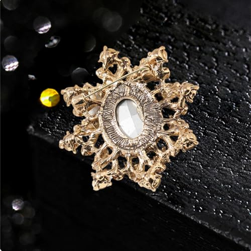 Image of Oval Rhinestone Brooch Pin for Women Girls Gold Plated Fashion Color Crystal Victorian Style Brooches Lapel Pins Dainty Hat Bag Dress Acccessories Antique Art Deco Christmas Valentine Festival Ornament Jewelry Gift