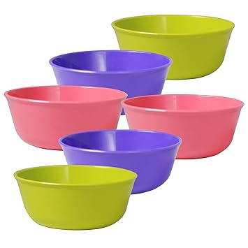WONDER Prime Sigma 300 Microwave Safe Multipurpose Plastic Bowl Set, 6 pc Mixing Bowl 300 ml, Green Pink Violet Color