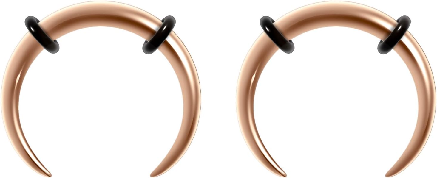 14G 16G 2Pcs 316L Stainless Steel Pincher Septum Rings Tapers Ear Nose Ring Crescent Tapers C Shape Buffalo Horseshoes O-Ring Hoops Body Piercing Jewelry Women Men