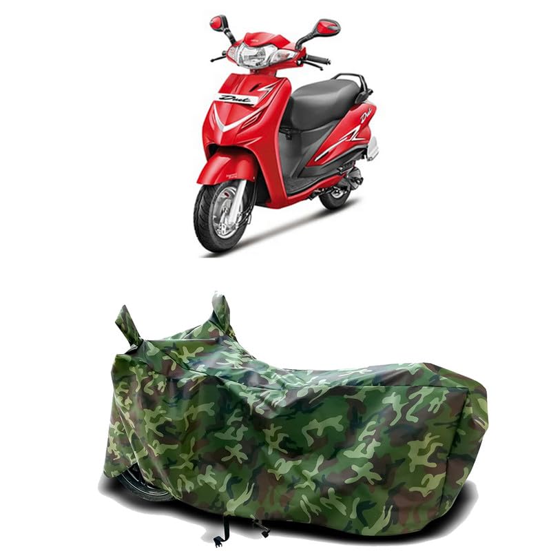 Image of DUFFEL-100% Heat Protection Two Wheeler Bike /Scooty Body Cover for Hero Duet VX 110CC BS6 Water Resistance /UV-Rays /Birds Dropping /Scratchproof /Dust Proof /Waterproof[Green Jungle Print]