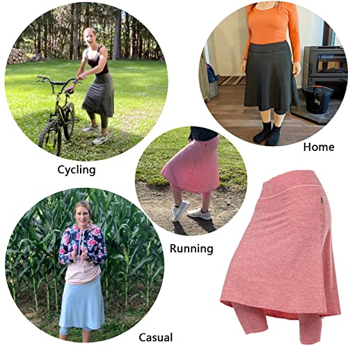Women Knee Length Skirts With Leggings, Skirted Leggings Capris For Women Zipper Pockets(Pink 2Xl) #TOP4