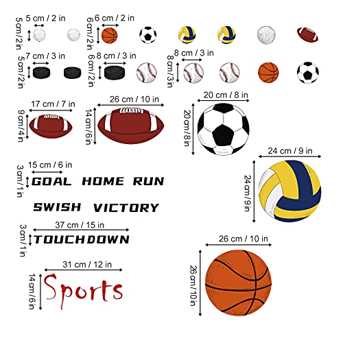 Decalmile Sports Wall Decals Basketball Football Wall Stickers Peel And Stick Removable Wall Art For Kids Bedroom Boys Room Nursery Classroom #TOP3