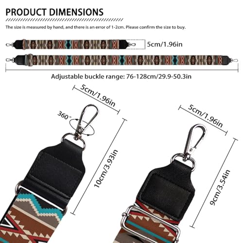 Image of Coldinair Native American Geometric Purse Strap Replacement Crossbody Bag Strap,Guitar Straps for Purses Crossbody Bags,Purse Making Supplies