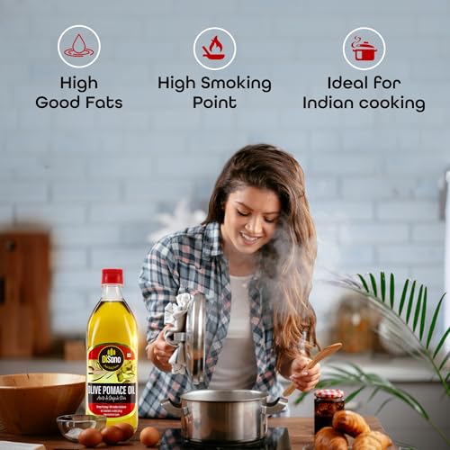 Image of DiSano Olive Pomace Oil 1L, Ideal for all Indian Cooking and Deep Frying (Pack of 2)