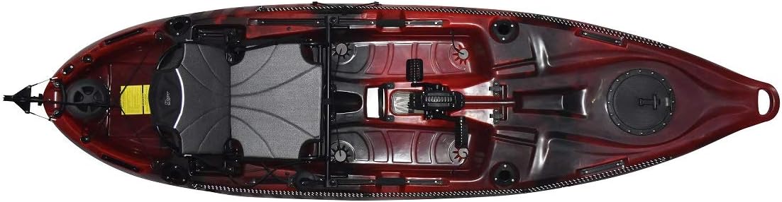 Mako 10 Sit-on-Top Kayak with Impulse Pedal Drive, Fire Storm red/Black, 10'4"