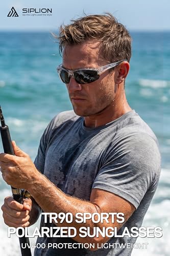 Image of SIPLION Polarized Sunglasses Men Sports: UV400 Protection Anti-Slip Wrap-Around TR90 Frame for Driving Fishing Golf Running