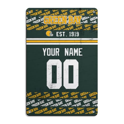 Image of Green Bay Metal Sign for Outside Custom Name and Number Gifts