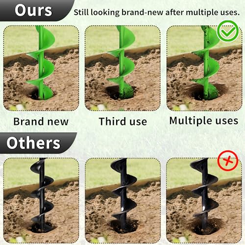 Auger Drill Bit for Planting,1.6"x16.5" Extended Length Garden Auger Spiral Drill Bit, Heavy Duty Post Hole Digger for Bulbs,Flowers & Bedding Plants,Fits 3/8" Hex Drill Detail