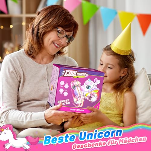 Hot Bee Ferngesteuertes Auto Mädchen ab 3 4 5 6 Jahre, Auto Spielzeug ab 3 4 5 6 Jahre Mädchen, Einhorn Geschenk Mädchen 3-6 Jahre