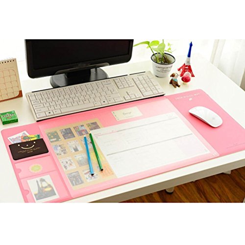 Priny Multi-Function Desk Mouse Mat,Large Pink Waterproof Office Desk Protector Mat Laptop Keyboard Computer Mouse Pad