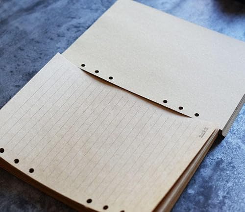 Personalized Size A5 Handmade Leather Refillable Binder, A5 Planner, travelers Journal, 9 X 6.8 Inch, Natural Thick Leather - Distressed brown - 701