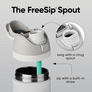 Owala FreeSip Insulated Stainless Steel Water Bottle with Straw, BPA-Free Sports Water Bottle, Great for Travel, 24 Oz, Shy Marshmallow