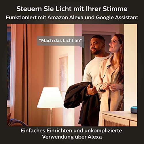 Philips Hue White E27 LED Leuchte 1-er Pack (806 lm), dimmbare LED Lampe für das Hue Lichtsystem mit warmweißem Licht… – Ansicht 5