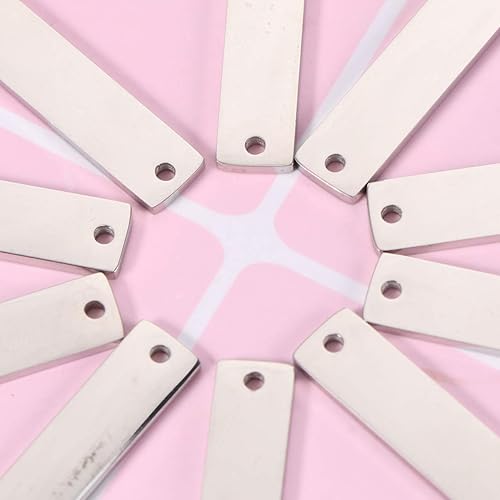 Miniatura 7 de 10 unidades de acero inoxidable estampado en blanco colgantes rectangulares colgantes de joyería de bricolaje etiquetas de nombre placa de joyería