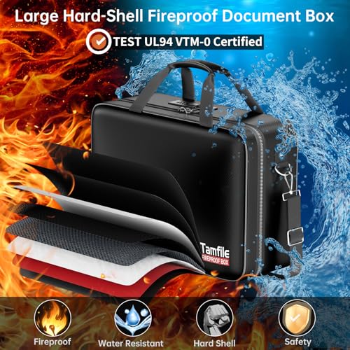 Tamfile Fireproof Document Box with Lock, Large Hard File Organizer, Black by Tamfile - Image 2