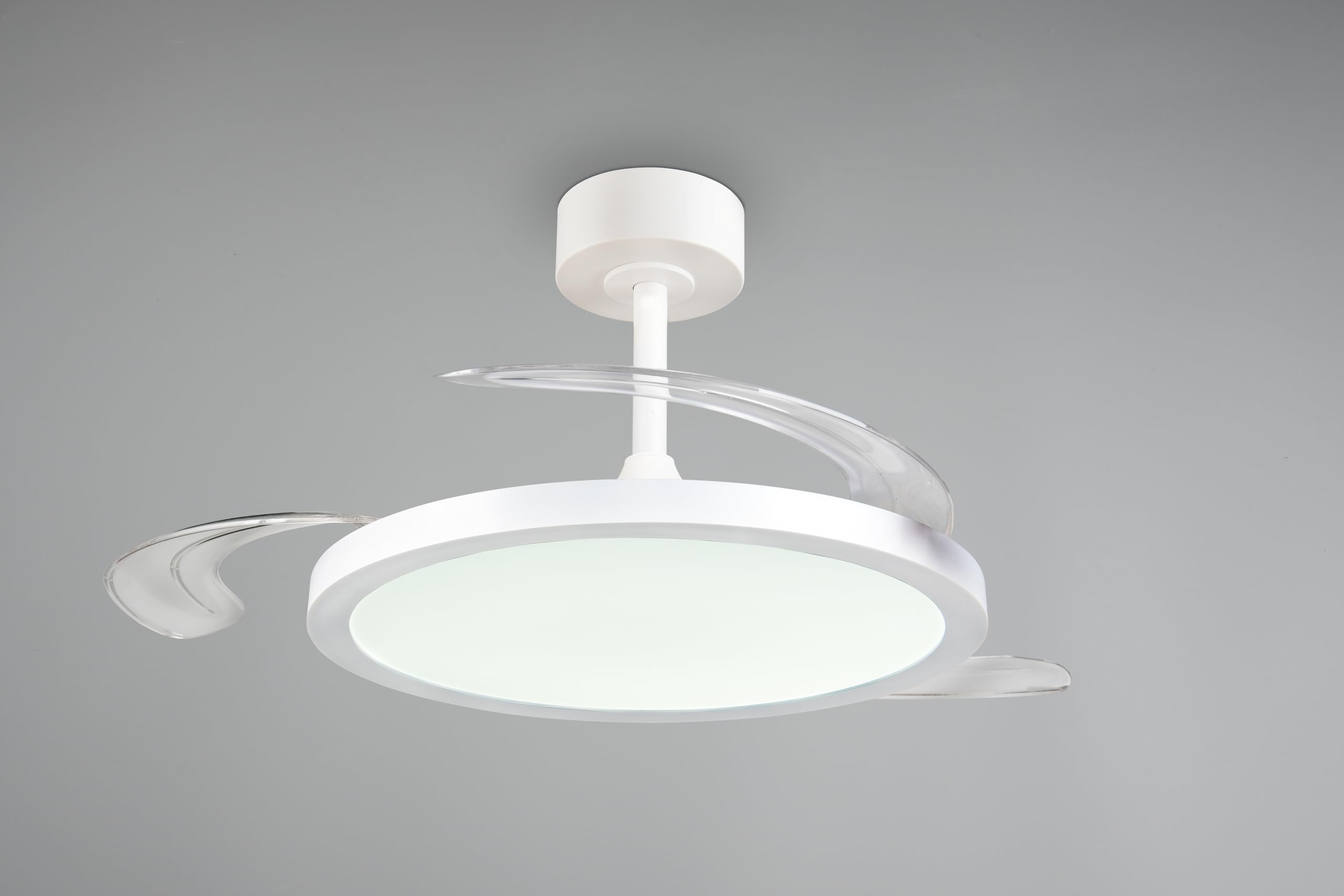Reality Leuchten LED Deckenventilator mit Beleuchtung Kasfjord R64452131, Metall/Kunststoff Weiß matt, 6 Geschwindigkeiten, Sommer- Winterbetrieb, Fernbedienung, Dimmer, Timer, Nachtlicht, Lichtfarbe |