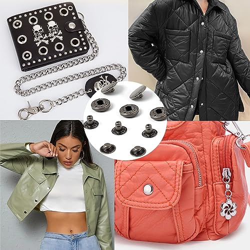 120 Sets Metal Snap Buttons, NXTOV 12.5mm Leather Snap Fasteners Kit with 5 Pieces Fixing Tools, 6 Colors Craft Snaps for Clothes, Windbreaker, Shirts, Jacket, Backpacks, Wallet,Bags