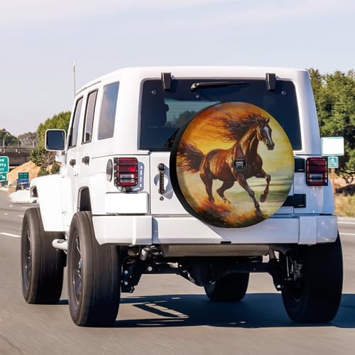 Image of Delerain Spare Tire Cover with Backup Camera Hole Brown Horse Wheel Covers Sun Protection Waterproof for Jeep Truck RV Trailer SUV and Many Vehicle (14 Inch for Diameter 23 inch-27 inch)
