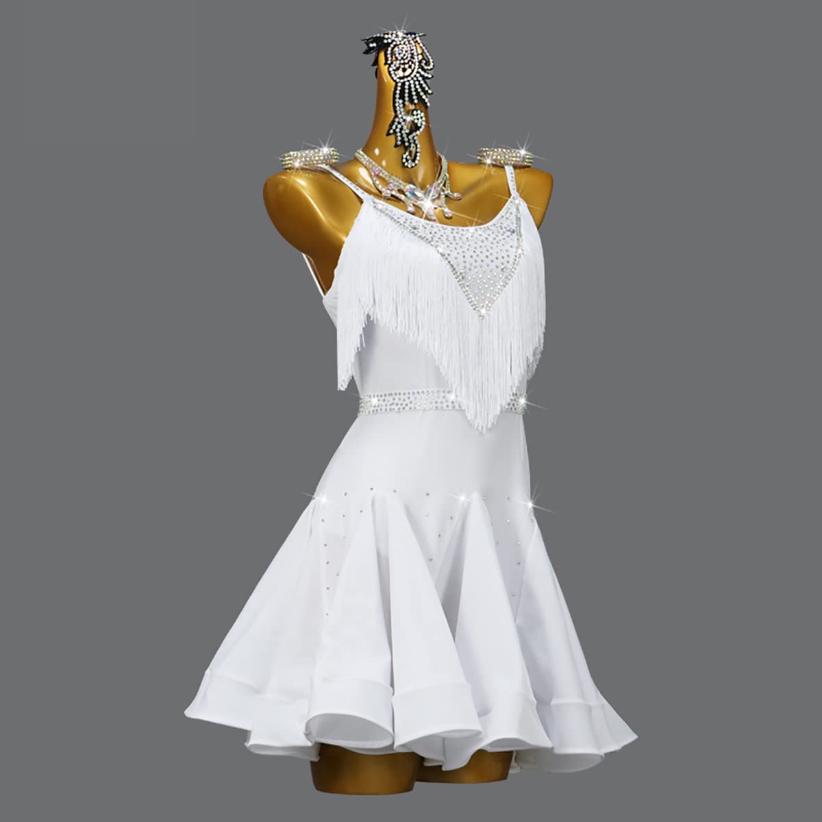 Latein Tanz Performance Kleider Mit Fransen Für Damen Ärmelloses Tango Modern Turnierkleid Mit V-Ausschnitt Gesellschafts latein Kleid Damen latein Kleider Latino Kleid