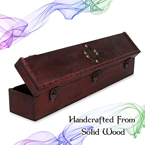 Cottage Garden Witch Wizard Handcrafted Wood Magic Wand Box, 18 Inch, Mahogany Medallion #TOP3