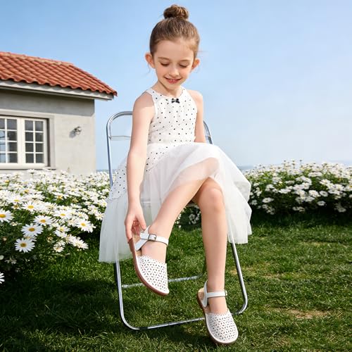 Image of Flaryzone Girls Sandals Closed Toe Summer Flats Dress Sandals Shoes Toddler /Little Kid