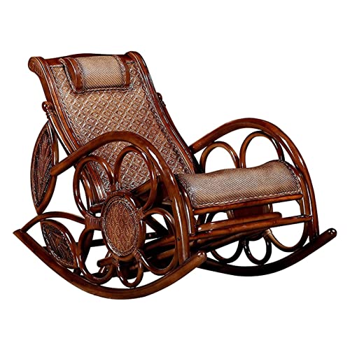 QXWJ Patio Sun Hcounger – Jardín Rattan Rocking Silla – Patio Mueble de silla de mimbre – Sillón de sofá perezoso Sillón de siesta, Patio Silla Rocker for Poolside, Patio trasero, Patio, Fácil de mont