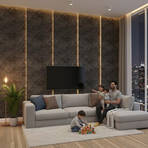Image of Kayra Decor 3D PVC Wall Panel - Fluted Design, Grey Pine Wood Color 19.7 inch x 19.7 inch (Pack of 18) - Covers 48.51 Sq. Ft.