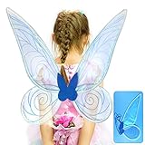Tamaño perfecto: alas de hada de 60 x 48 cm. Se adapta a la mayoría de los hombros de las niñas y las alas vienen con correas ajustables. Las correas son ajustables según el ancho de los hombros.