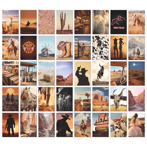 97 Decor Western-Zimmer-Dekor für Schlafzimmer – Western-Wanddekoration, Western-Wandkunstdrucke, Western-Bilder, Wand-Collage-Set, Cowboy-Dekor für Zuhause, Vintage-Cowgirl-Poster (10,2 x 15,2 cm)