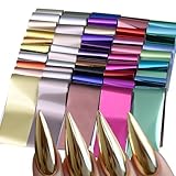 Nail Art Foils Transfer Stickers 50 Colors Metallic Print Nail Starry Paper Supply Shiny Gold Silver Rose Pink Green Blue Transfer Nails Foils Sheets DIY Holographic Designs Manicure Decoration