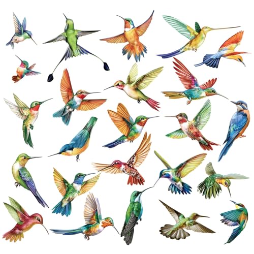 decalmile 25 Pièces Autocollants Fenêtre Colibri Anti-Collision Stickers Oiseaux Colorée Stickers Vitre Anti-Adhésifs Fenêtre Porte Chambre Décalques