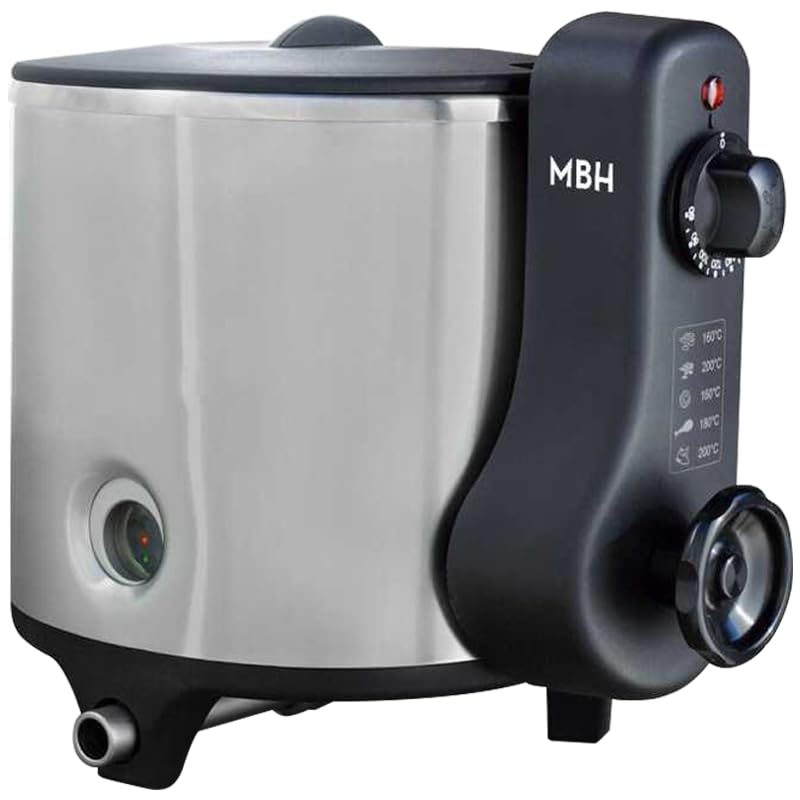 MBH - Freidora eléctrica de agua y aceite semiprofesional de 5 litros. Freidora domestica con aceite limpio más tiempo y sin olores indeseados.