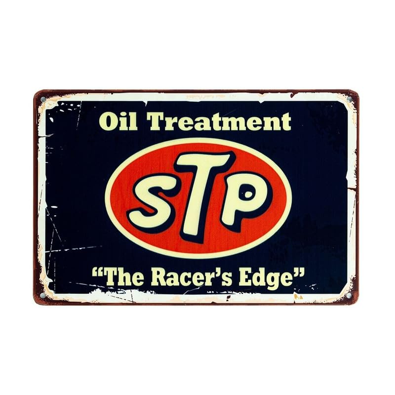Image of Eazywagon Decorative Retro Metal Signs Wall Plate - 12x8 Inch (STP Oil Treatment) | Weatherproof Vintage Metal Sign Plate for Cafe, Home, Bar, Garage | Decorative Wall Hanging Sign Board