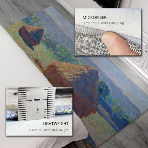 Tapis Bleu et Ocre Monet 120x180 cm lavable antidérapant pour salon chic - 6