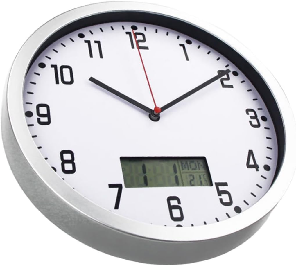 10 Inch Quartz Wall Clock with Thermometer Hygrometer Battery-Operated Perfect for Home Office and Outdoor