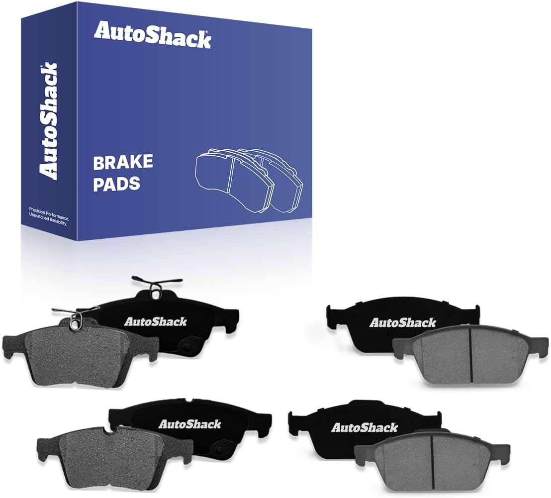 AutoShack Front & Rear Ceramic Brake Pad Set for Ford, Mazda & Volvo, Focus 2012-2018 Escape 2013-2016 3 2005-2013 5 2006-2010, 2012-2017 S40 2004-2011, AWD FWD L4 1.6L 2.0L 2.3L 2.5L L5 2.4L 2.5L