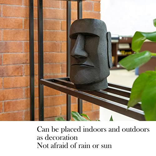 Notakia Easter Island Head Moai Statue Flower Vase Face Pots Head Shaped Decor Crafted Figurines For Home Decor Accents Made Of Resin - 10.3" Height (Black-Big) #TOP3